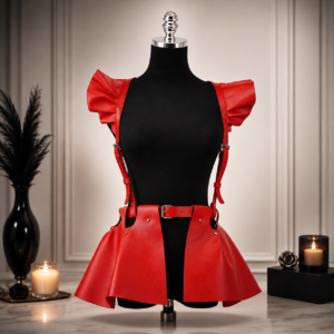 Arnés Scarlet Passion – Elegancia Erótica en Cuero Rojo