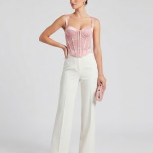 Corsé Bustier Sedución en Rosa Satinado – Elegancia Transparente