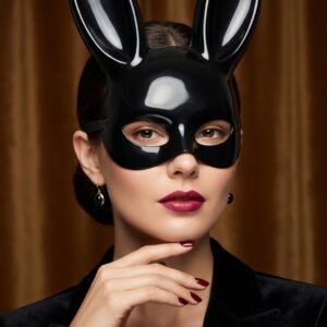 Máscara de Conejo Black Gloss – Seducción e Impacto Visual